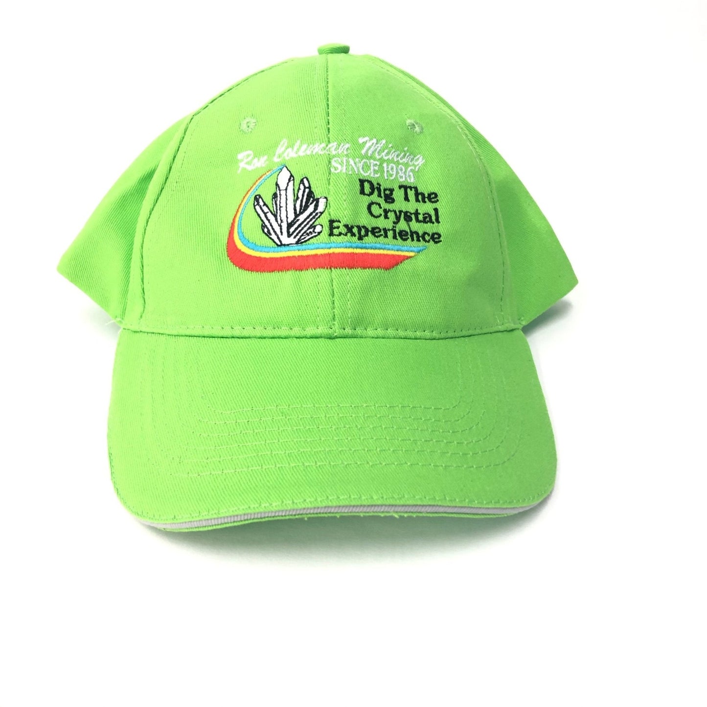 Baseball Cap Lime Green White Crystal Cluster Graphic