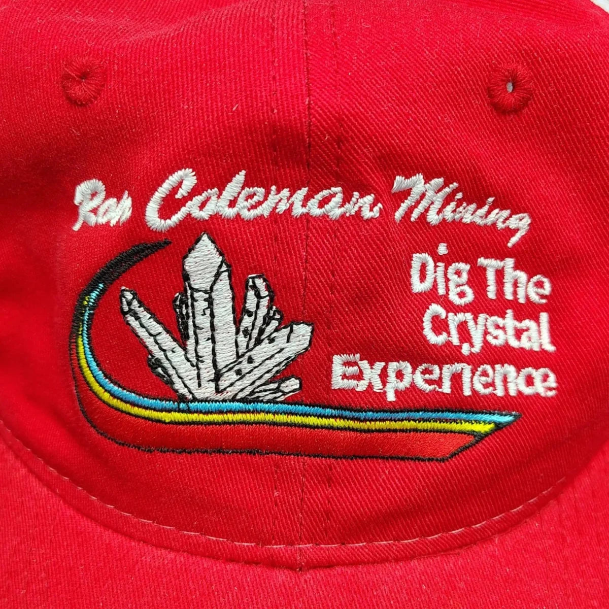 This is a close up of the design on the front of this red hat