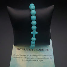 Load image into Gallery viewer, Beaded Stone Bracelet with Cross Howlite Agate Jasper Quartz Adjustable
