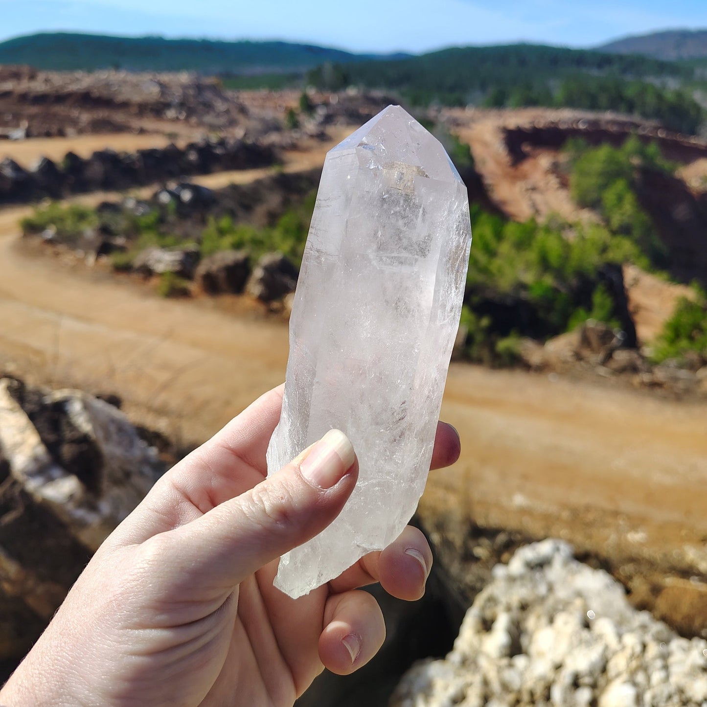 This is the back side of this single Quartz crystal point.