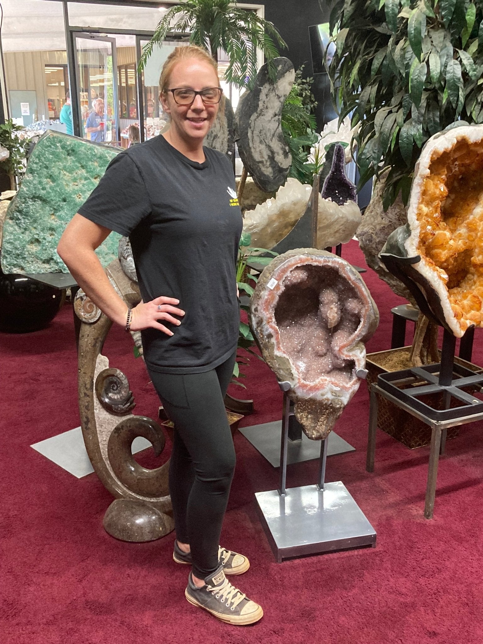 Beautiful Pink Drusy Geode Metal Stand