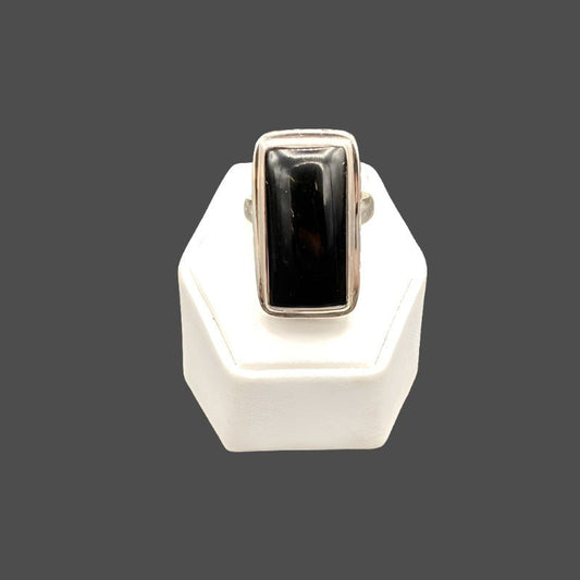 Black Onyx Ladies Ring Sterling Silver