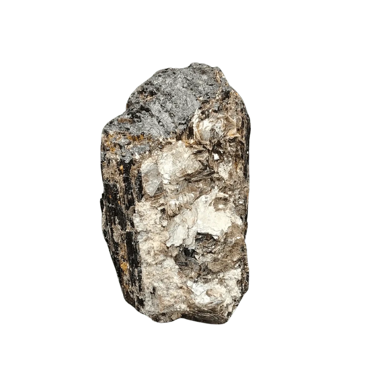 This is the front side of this piece of black Tourmaline, covered with mica