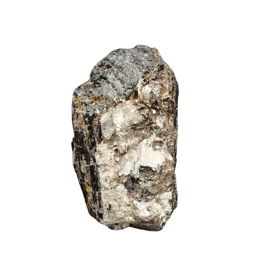 This is the front side of this piece of black Tourmaline, covered with mica