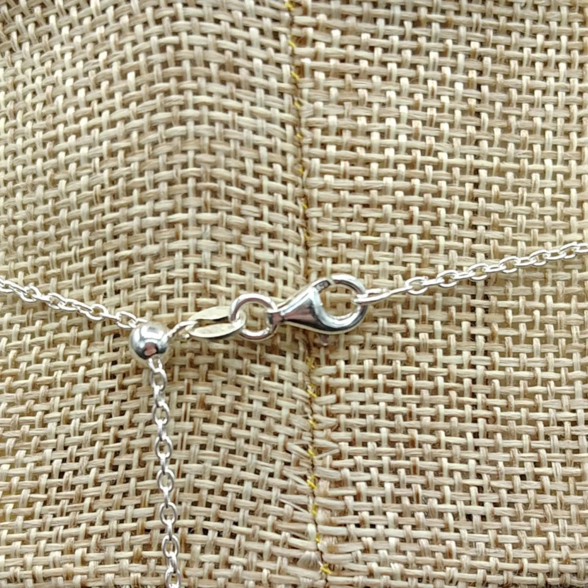Close up of the Sterling Silver lobster claw clasp