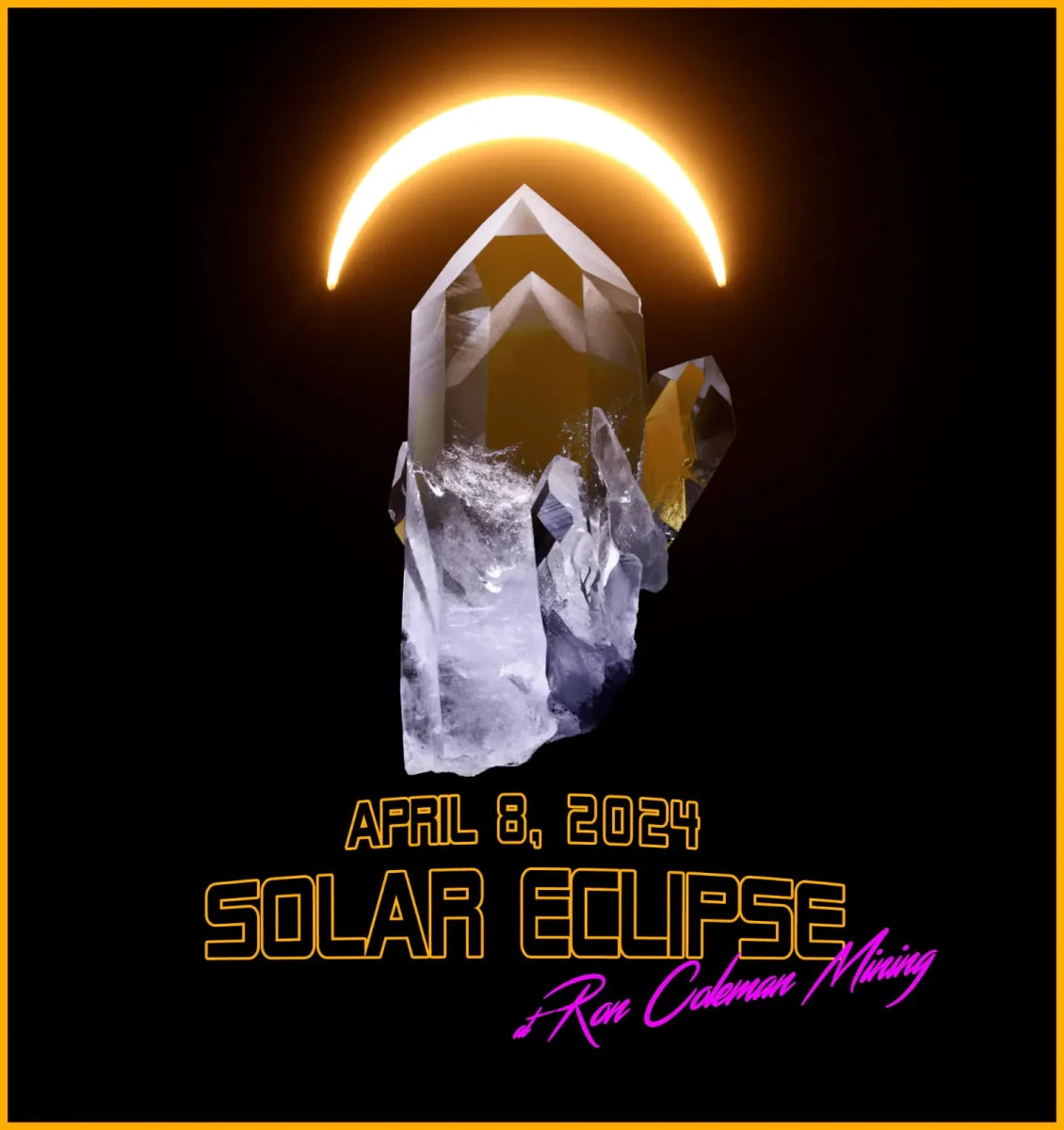Black T - Shirt Short Sleeve Crystal Solar Eclipse Souvenir