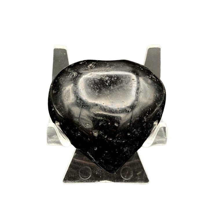 Black Tourmaline Polished Heart Palm Stone