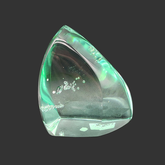 This is the front side of this blue green polished volcanic glass free form.
