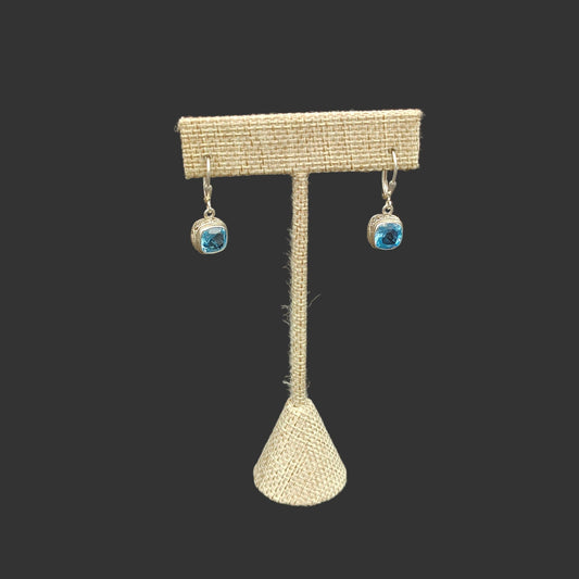 This is the front view of these blue topaz earrings