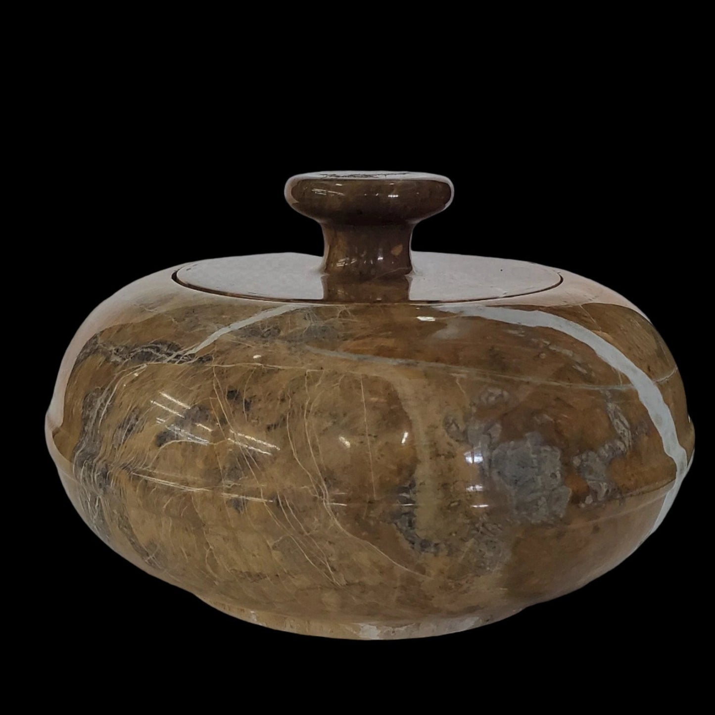 Bowl With Lid Peacock Marble Stone Container