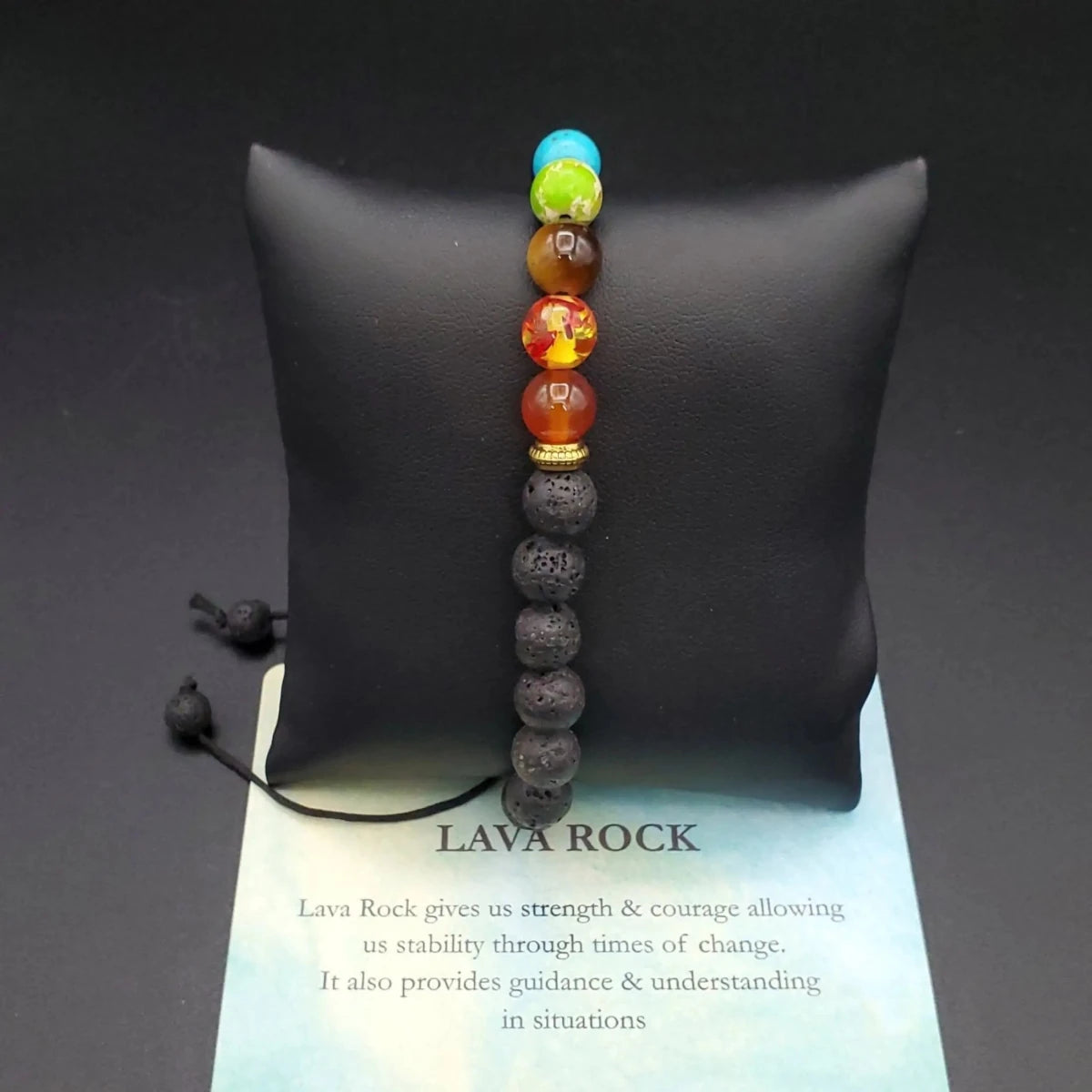 Bracelet 7 Chakra Adjustable Lava Rock