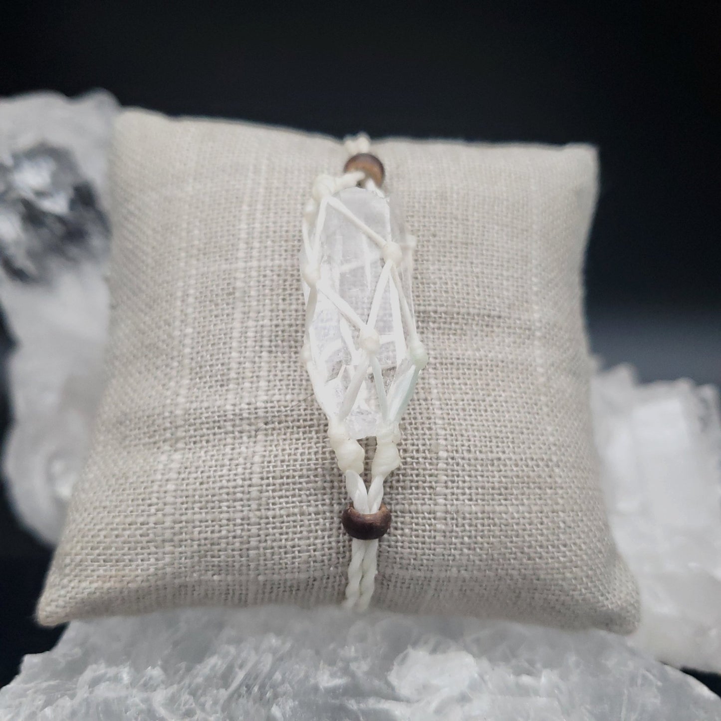 Bracelet Macrame Weave Bracelet with Arkansas Quartz Crystal