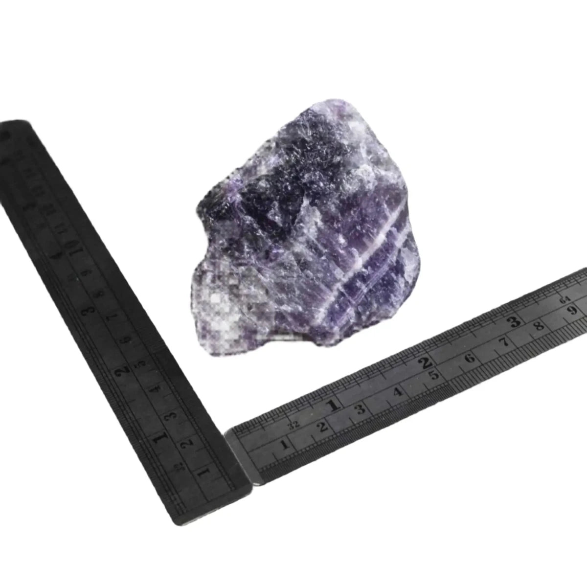 Raw Chevron Amethyst with rulers