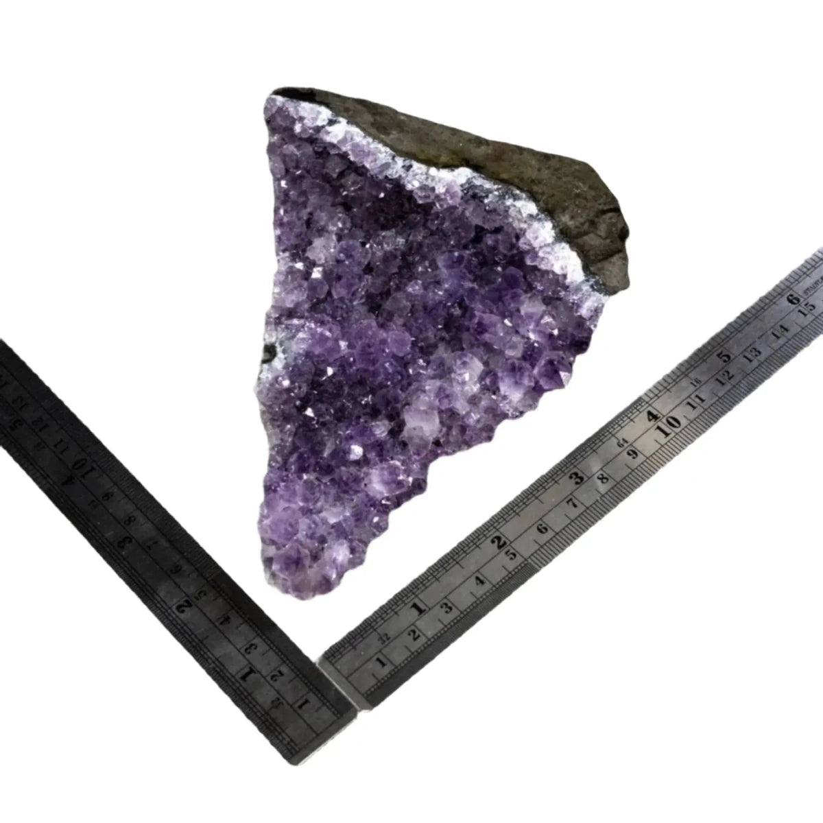 Bulk Amethyst Raw Dark Purple with two metal rulers