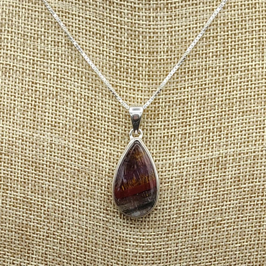 This is a close up of this Sterling Silver Cacoxenite Amethyst pendant