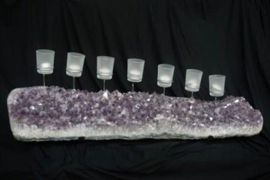 Candle Holder Amethyst Crystal Geode Candelabra 7 Candles