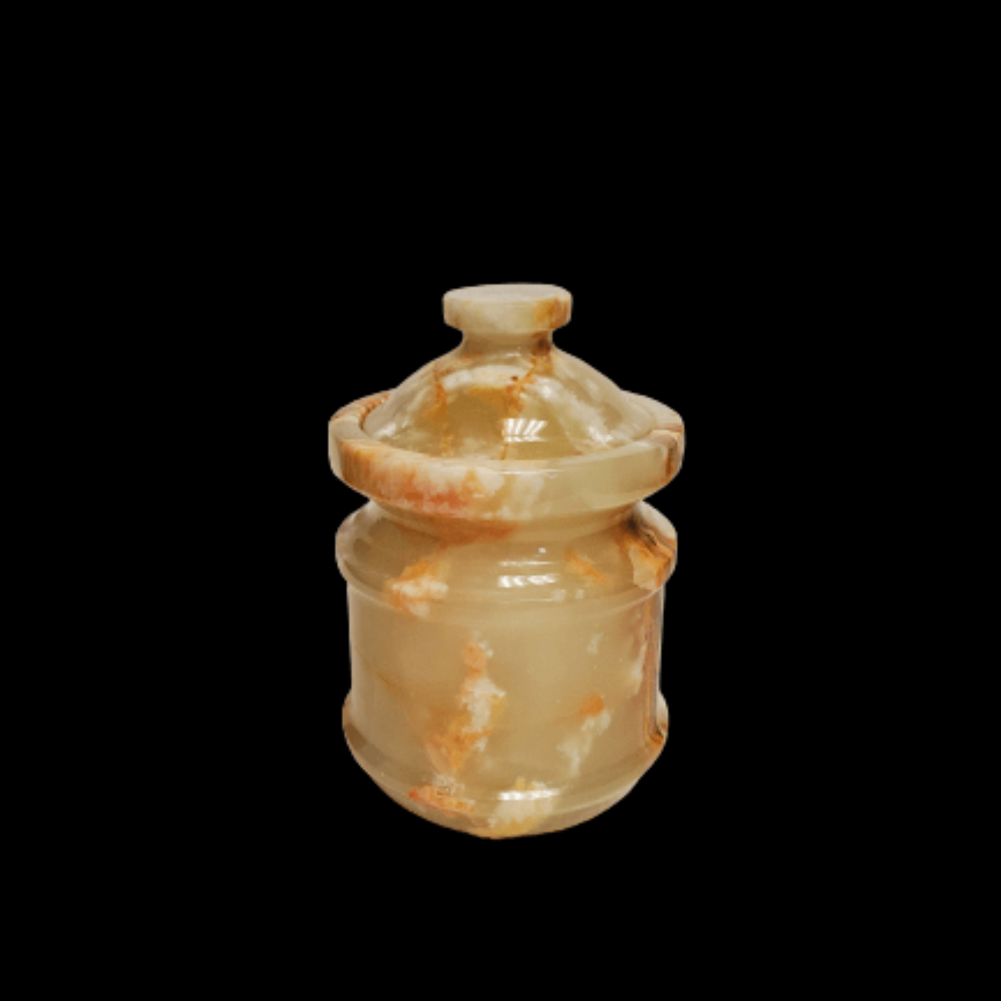 Canister Set Apple Onyx Stone Jars Carved Mineral Storage Container