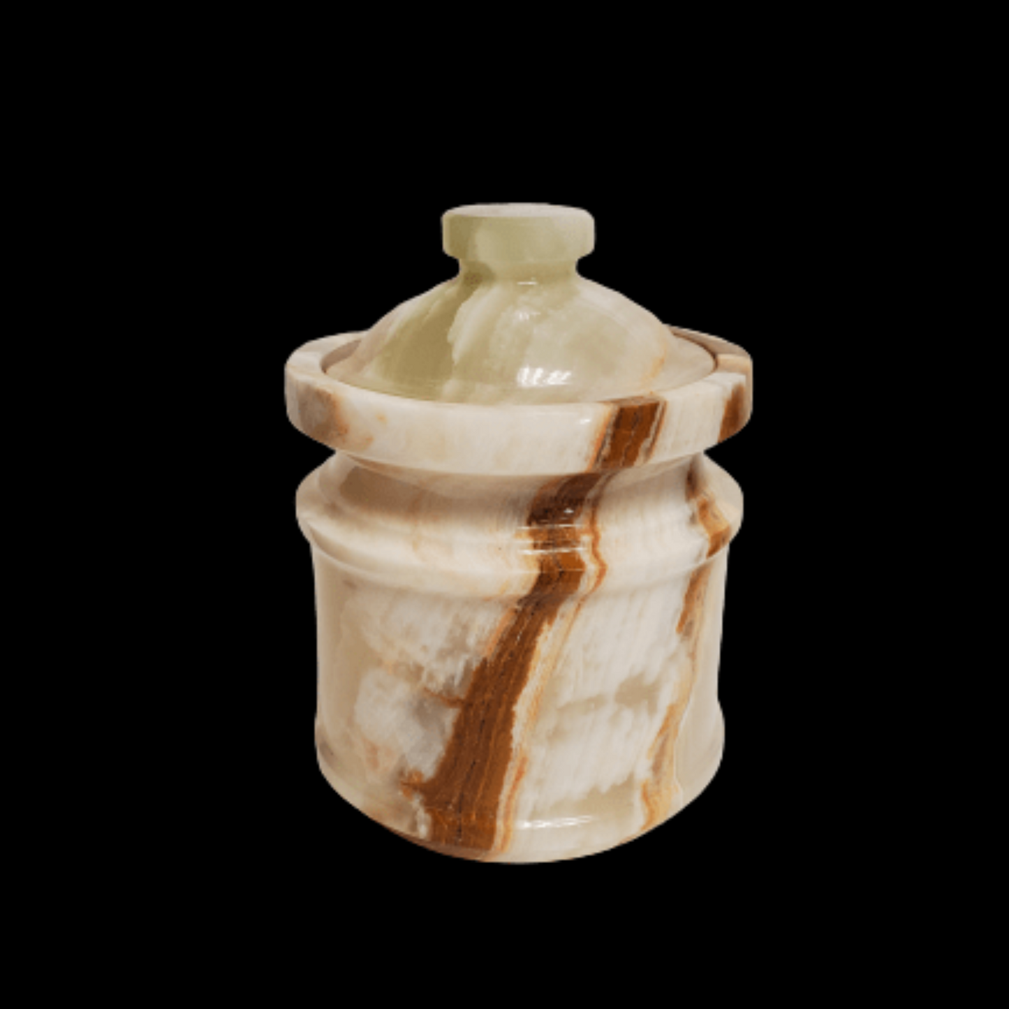 Canister Set Apple Onyx Stone Jars Carved Mineral Storage Container