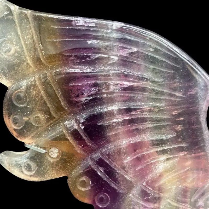 Close up of carved Fluorite Butterfly Wings