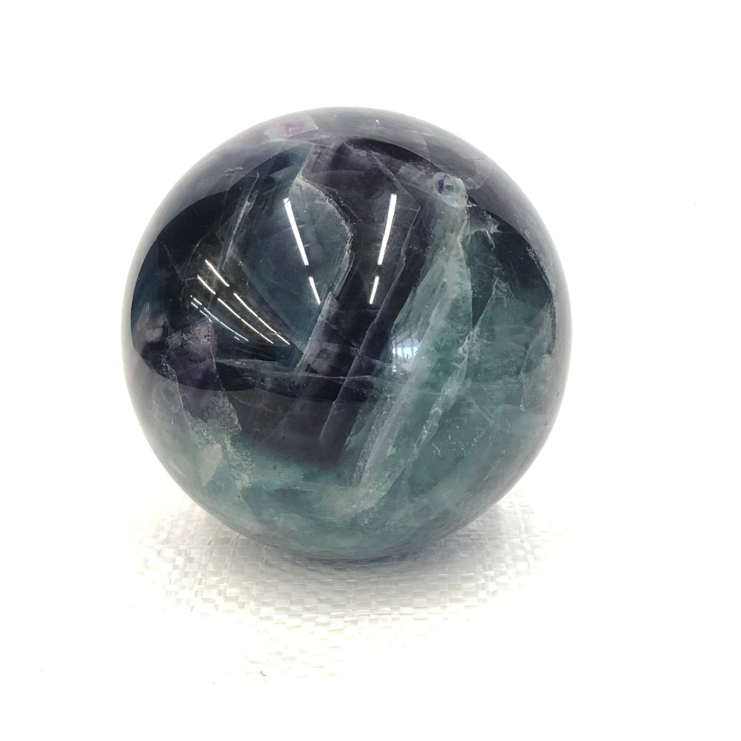 Carved Mineral Fluorite Sphere Polished 3.5 Inch Feng Shui