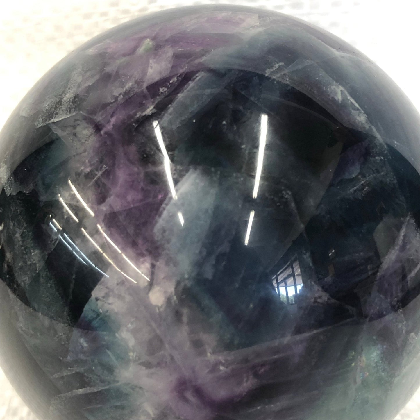 Carved Mineral Fluorite Sphere Polished 3.5 Inch Feng Shui