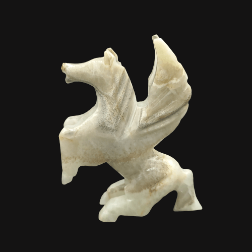 Carved Onyx Flying Angel Horse Pegasus Lucky Figurine