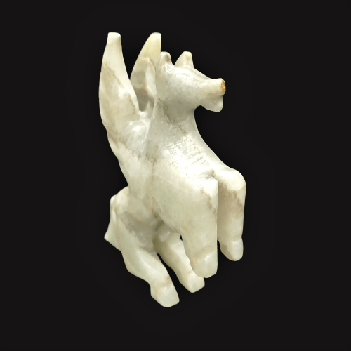 Carved Onyx Flying Angel Horse Pegasus Lucky Figurine