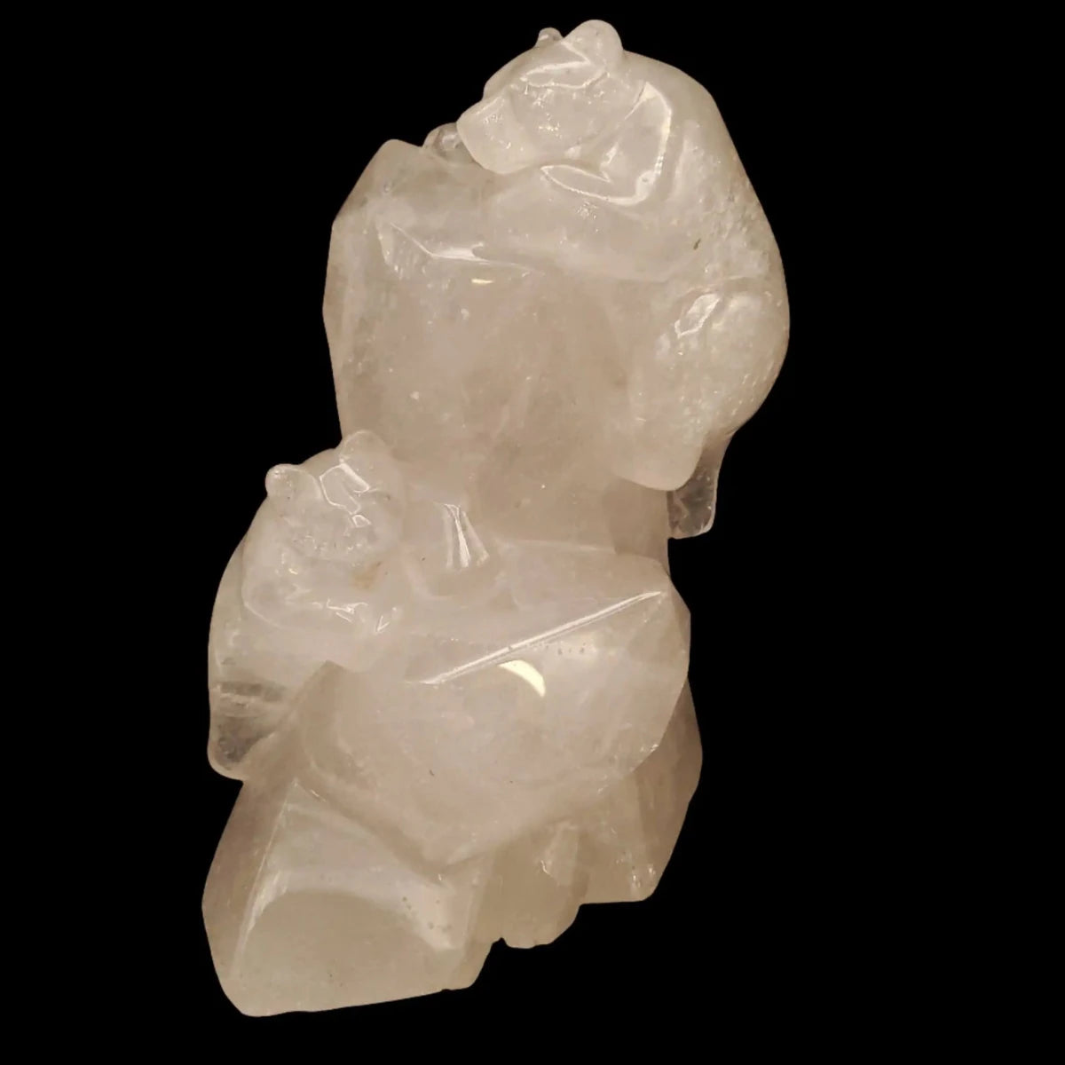 Carved Quartz Polar Bears Art Sculpture front view