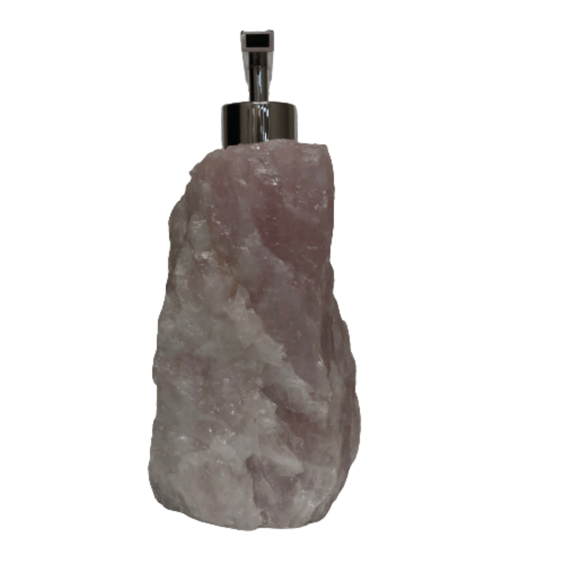 Carved Rose Quartz Lotion Soap Dispenser