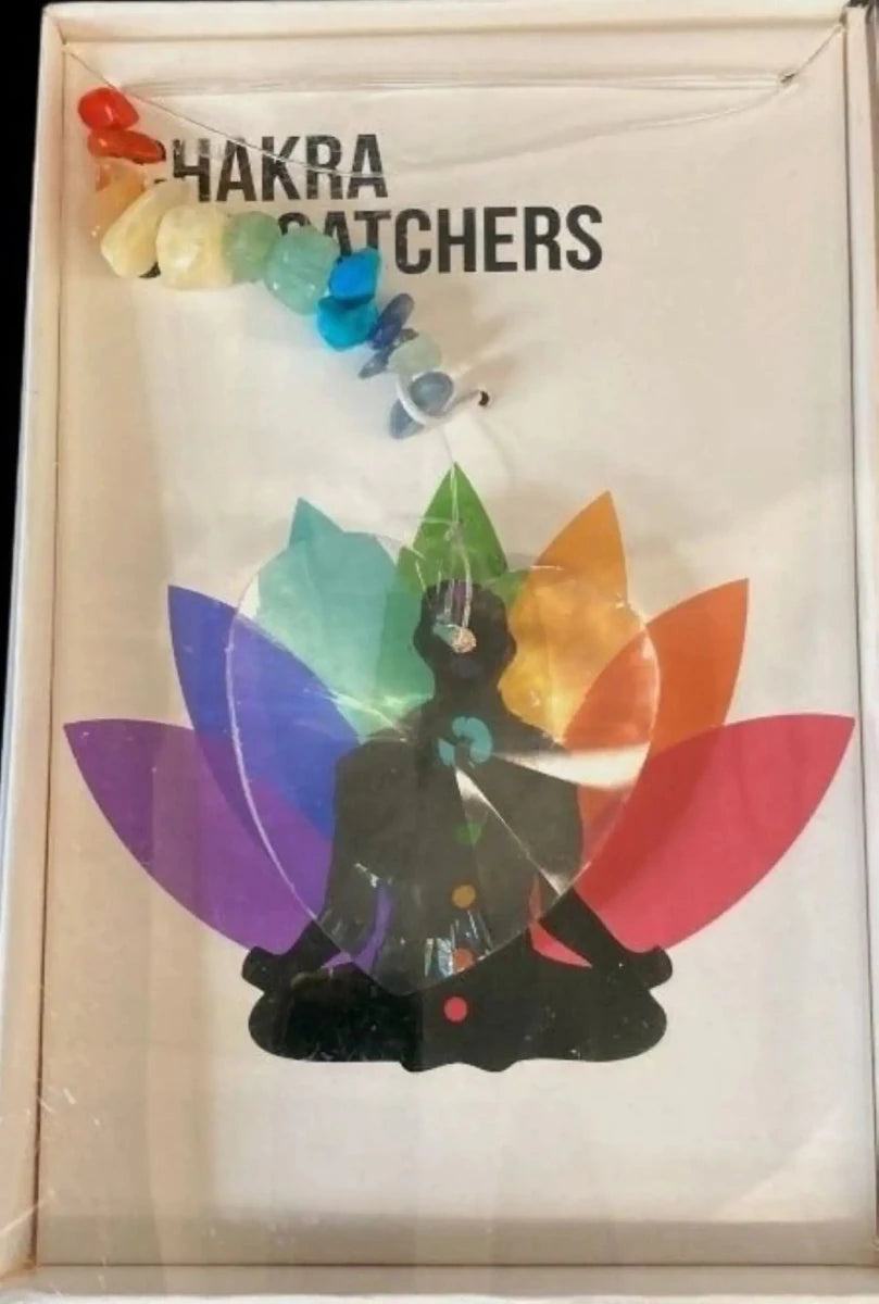 Close up of Chakra Suncatcher with multiple gemstone chips