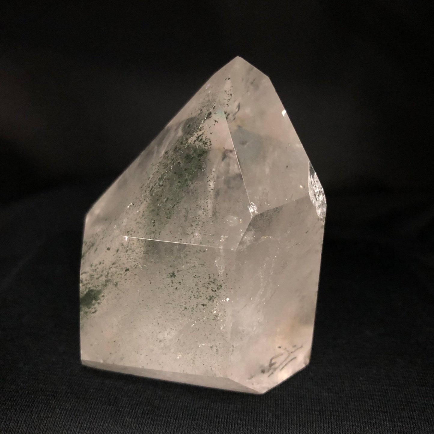 Chlorite Included Quartz Crystal Polished Point