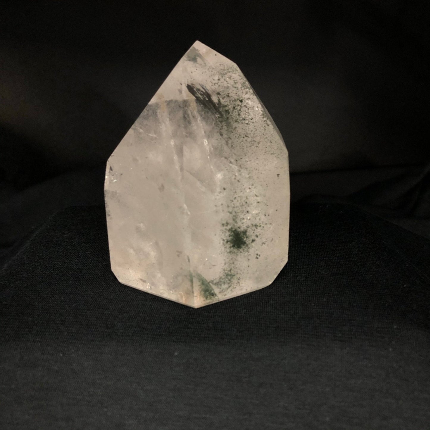 Chlorite Included Quartz Crystal Polished Point