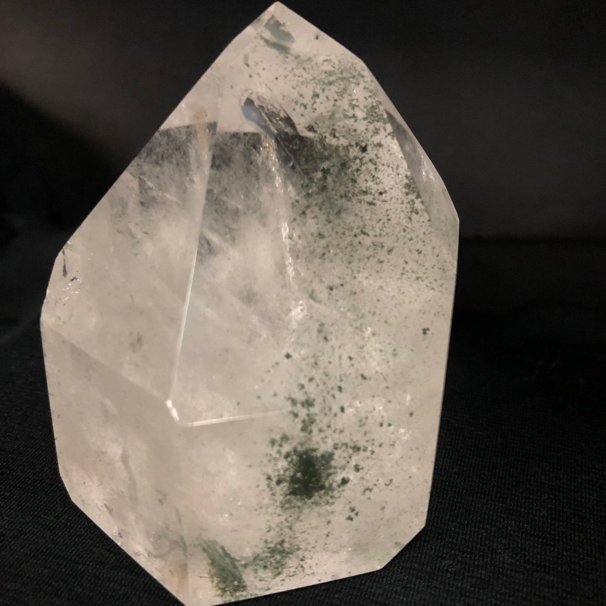 Chlorite Included Quartz Crystal Polished Point