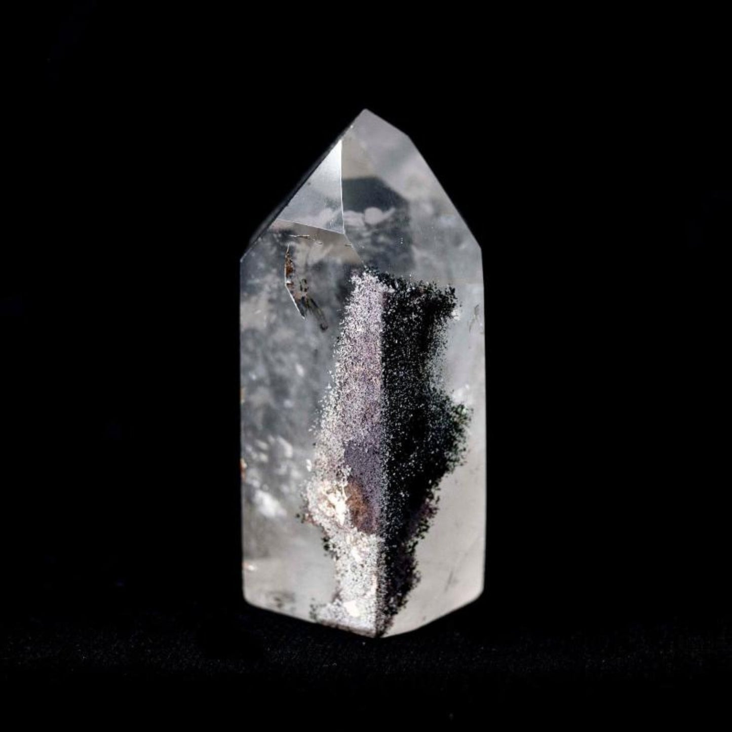 Chlorite Inclusion Quartz Brazilian Crystal Point Cut And Polished Rock