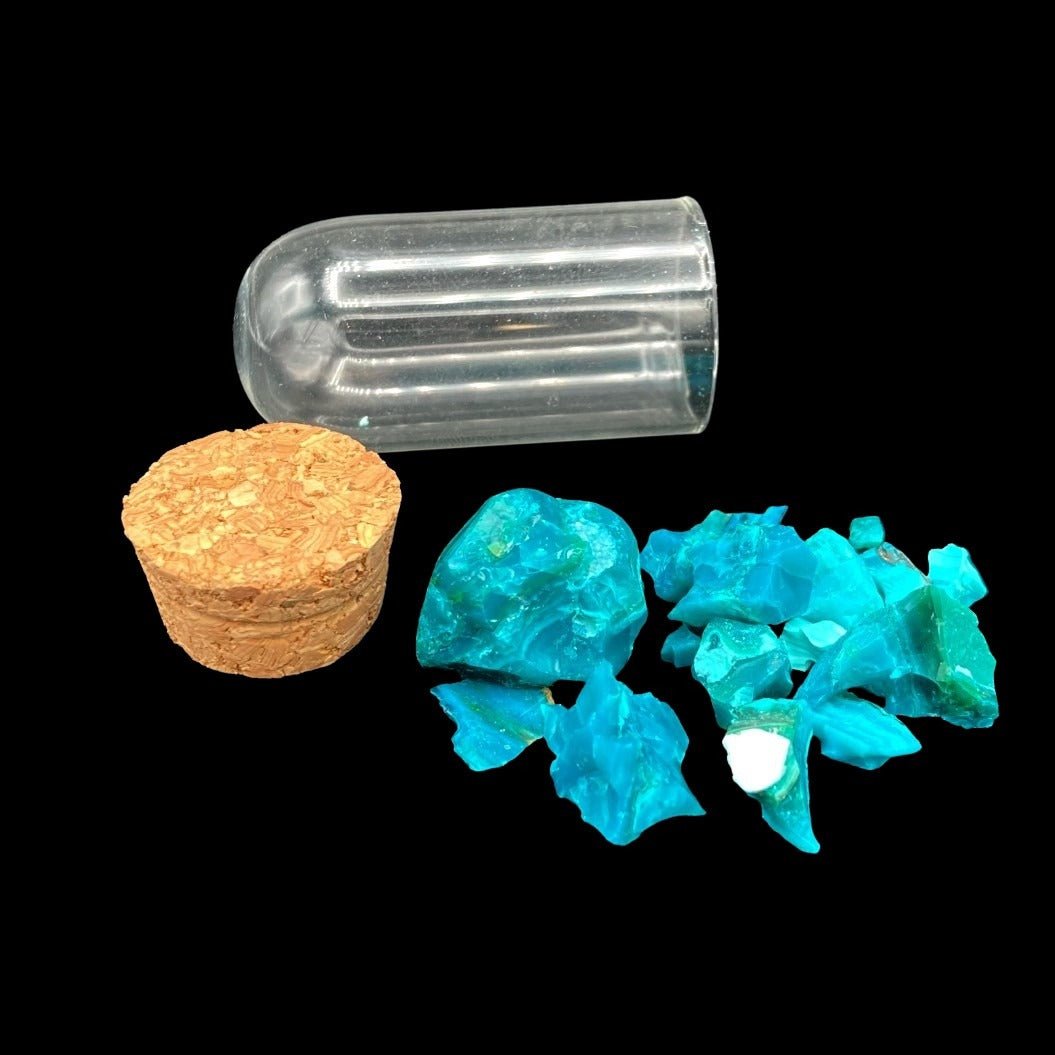 Chrysocolla Semi - Precious Gemstones In Glass Bottle