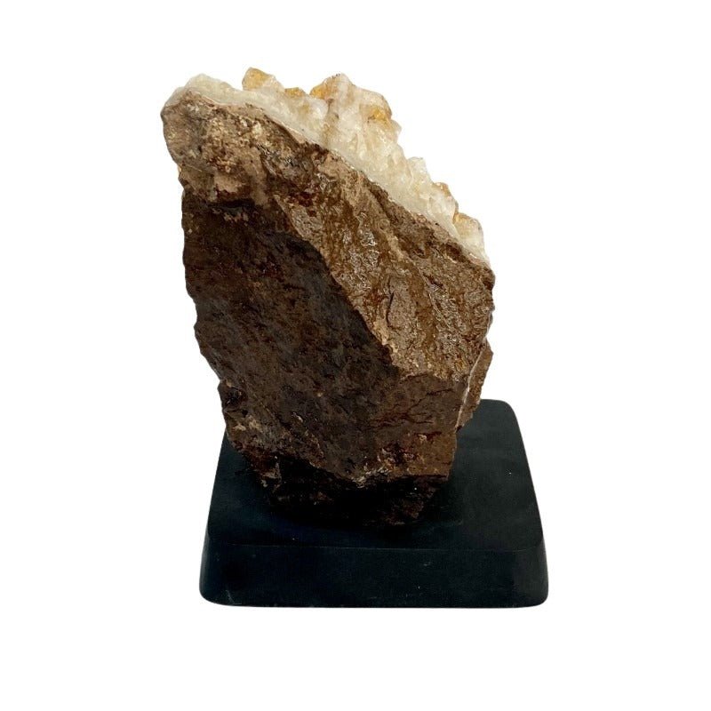 Citrine Quartz Crystal Cluster On Wooden Stand