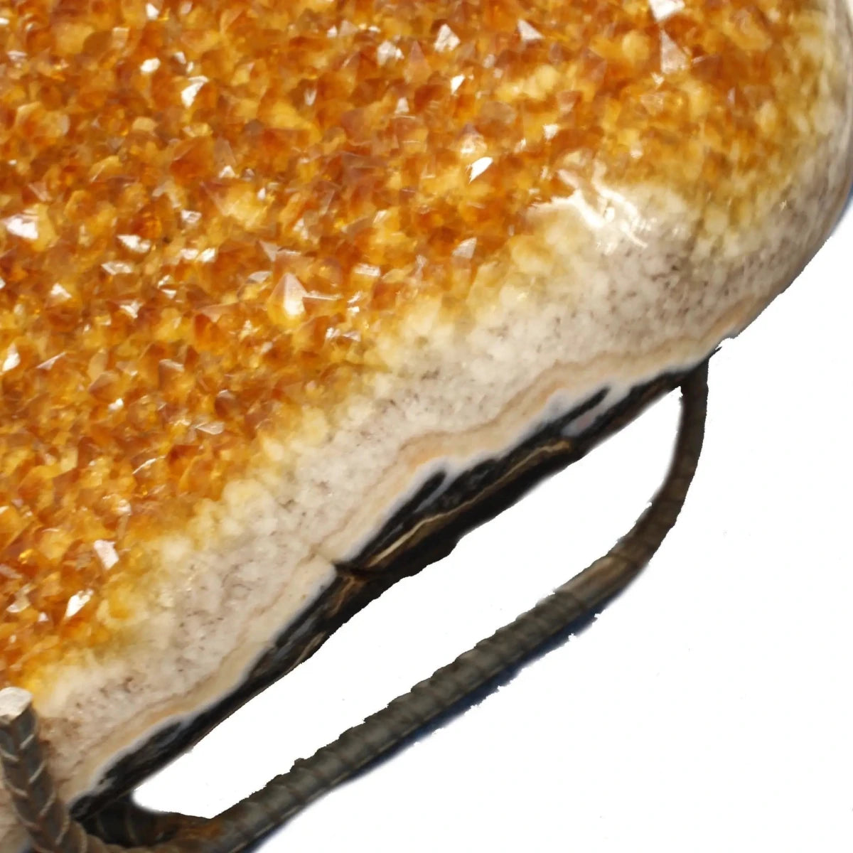 Close Up Of Polished Side Citrine Quartz Crystal Heart Shape Mineral Specimen