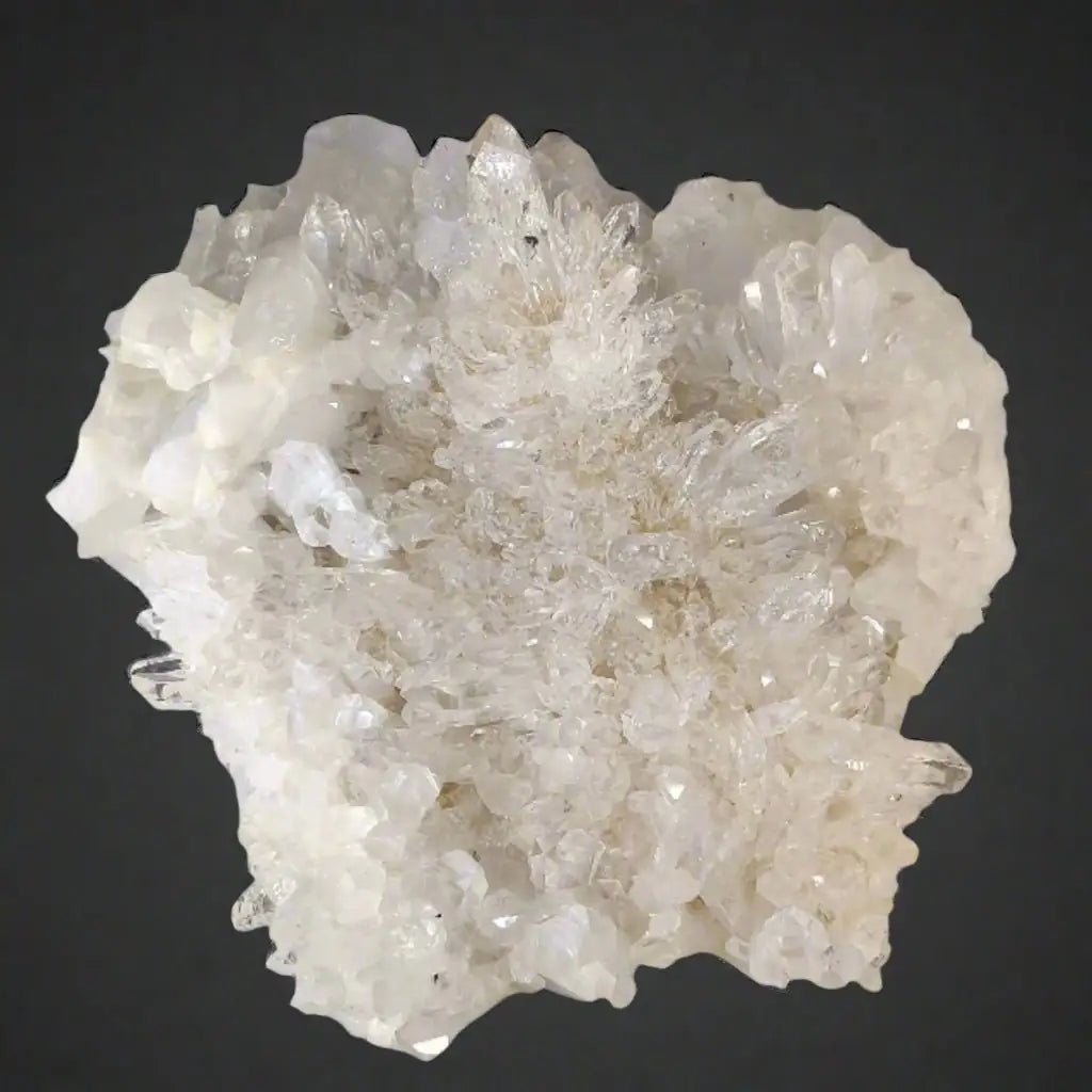 This is a close up of the top view of the many quartz crystal points