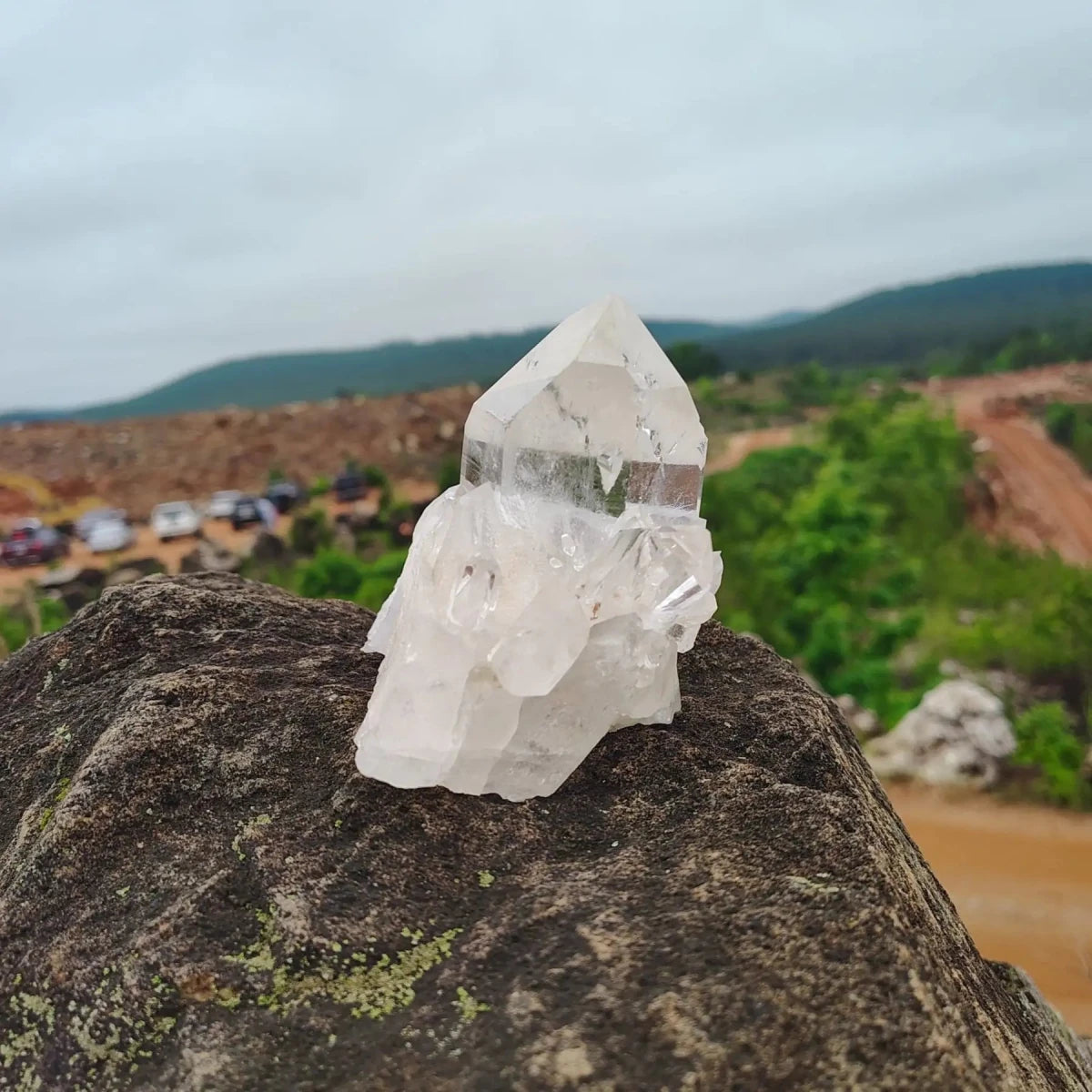 This is the left side view of this clear quartz cluster