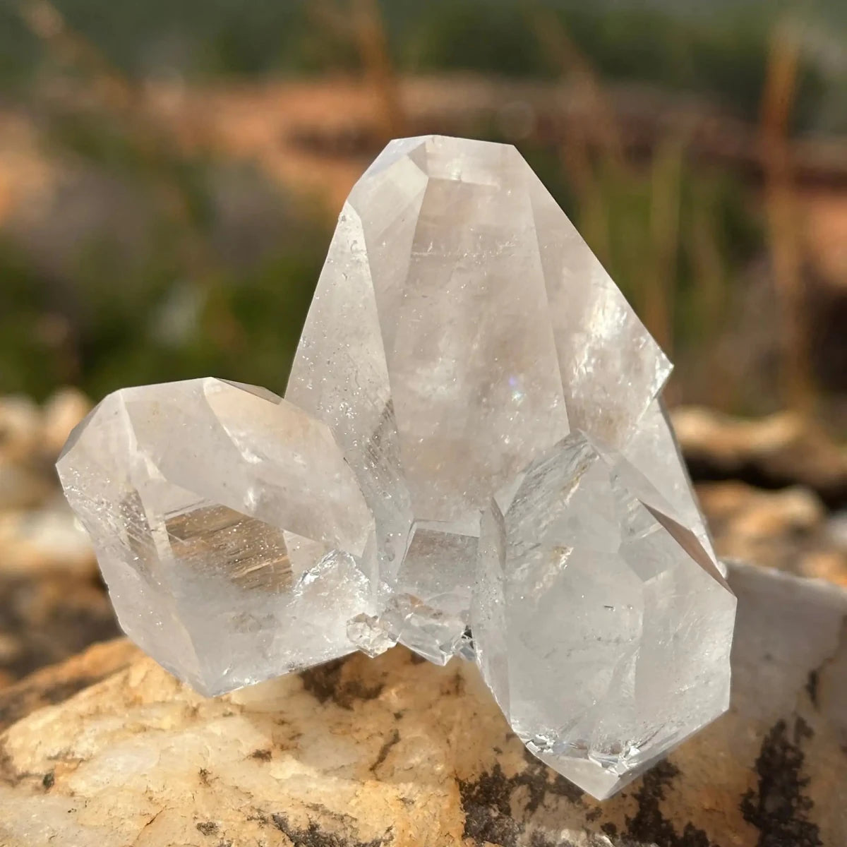 Water Clear Cluster of Crystals with a double terminated point