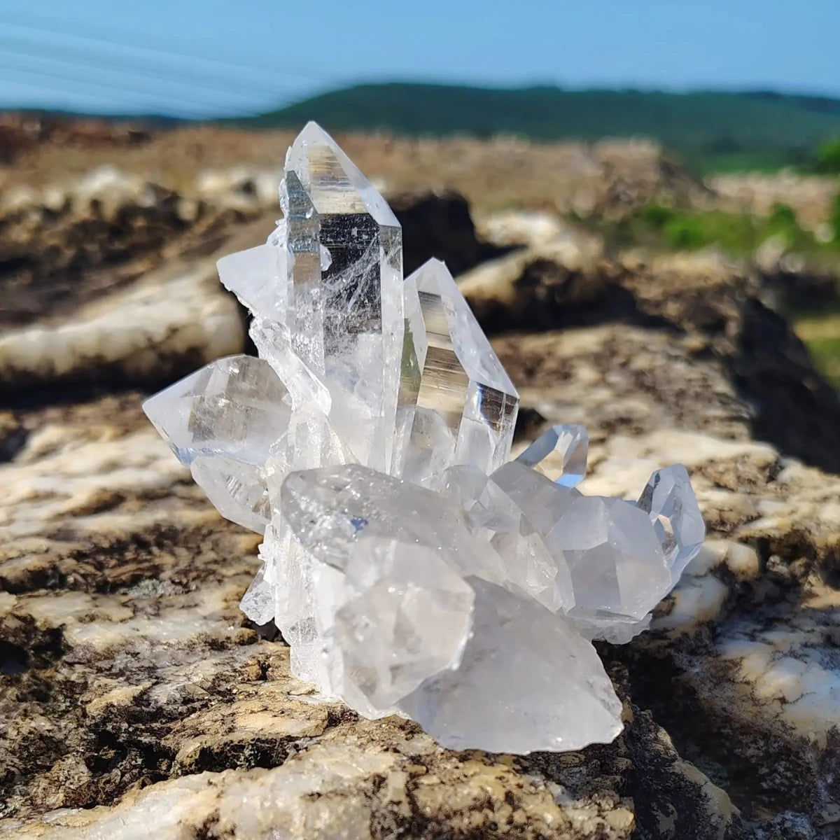 This is the right side of this water clear crystal cluster