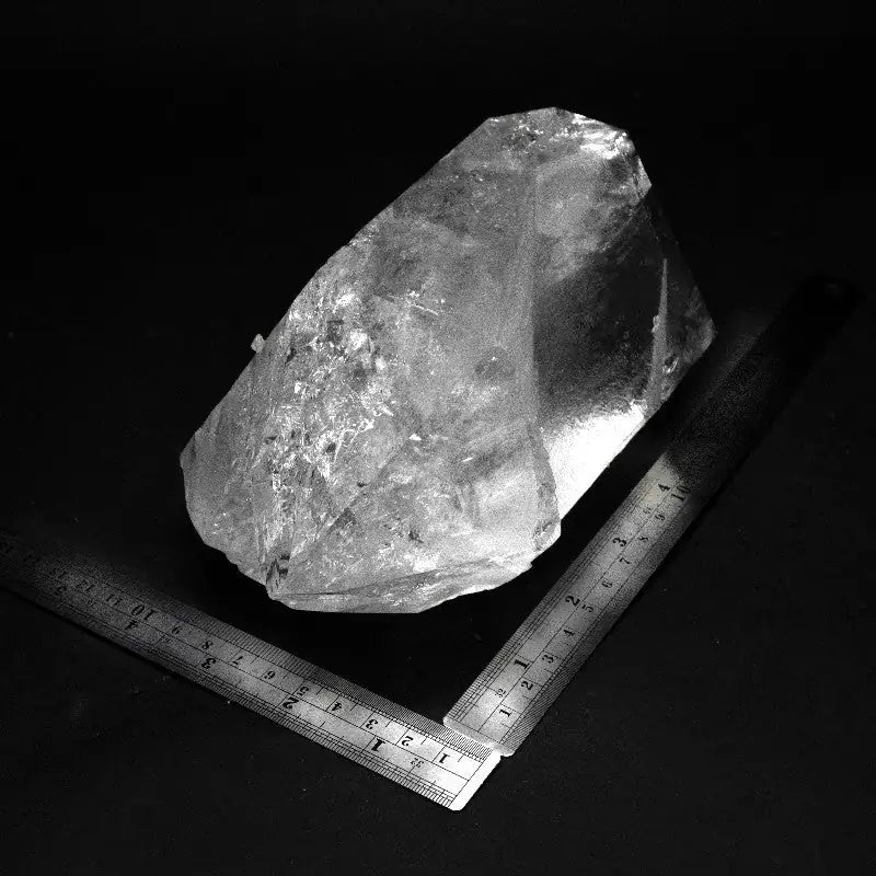Crystal Point 4 Pound Clear Thick Natural Arkansas Quartz with two metal rulers