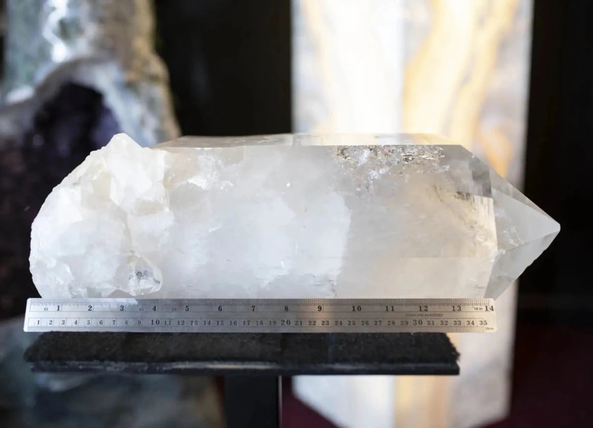 18 Inch Quartz Crystal Point with metal ruler