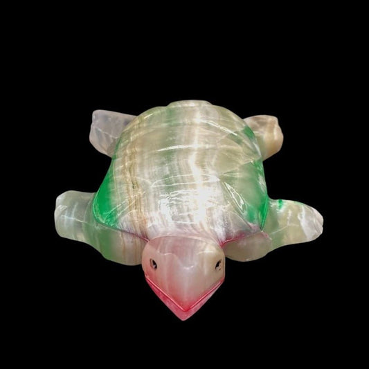 Colorful Rainbow Onyx Turtle Figurine