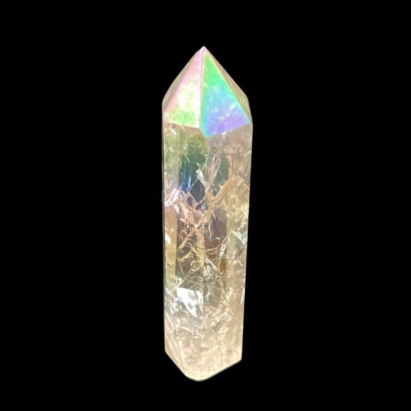 Crackle Quartz Tower Aura Coated