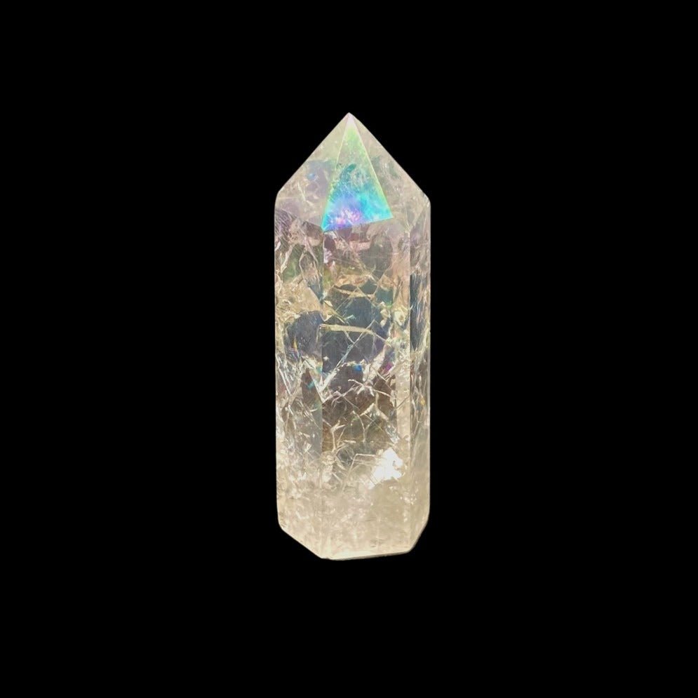 Crackle Quartz Tower Aura Coated