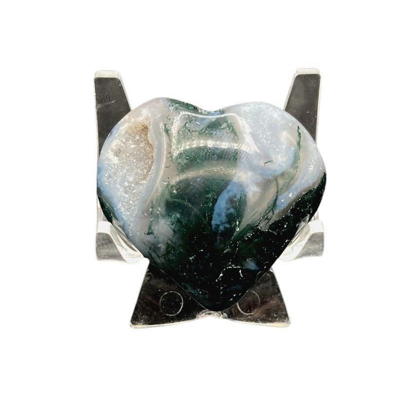 Create Your Own Space With Our Polished Green Moss Agate Heart