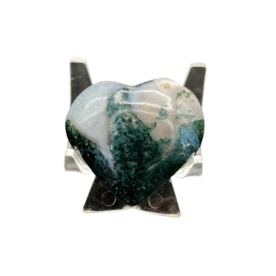 Create Your Own Space With Our Polished Green Moss Agate Heart