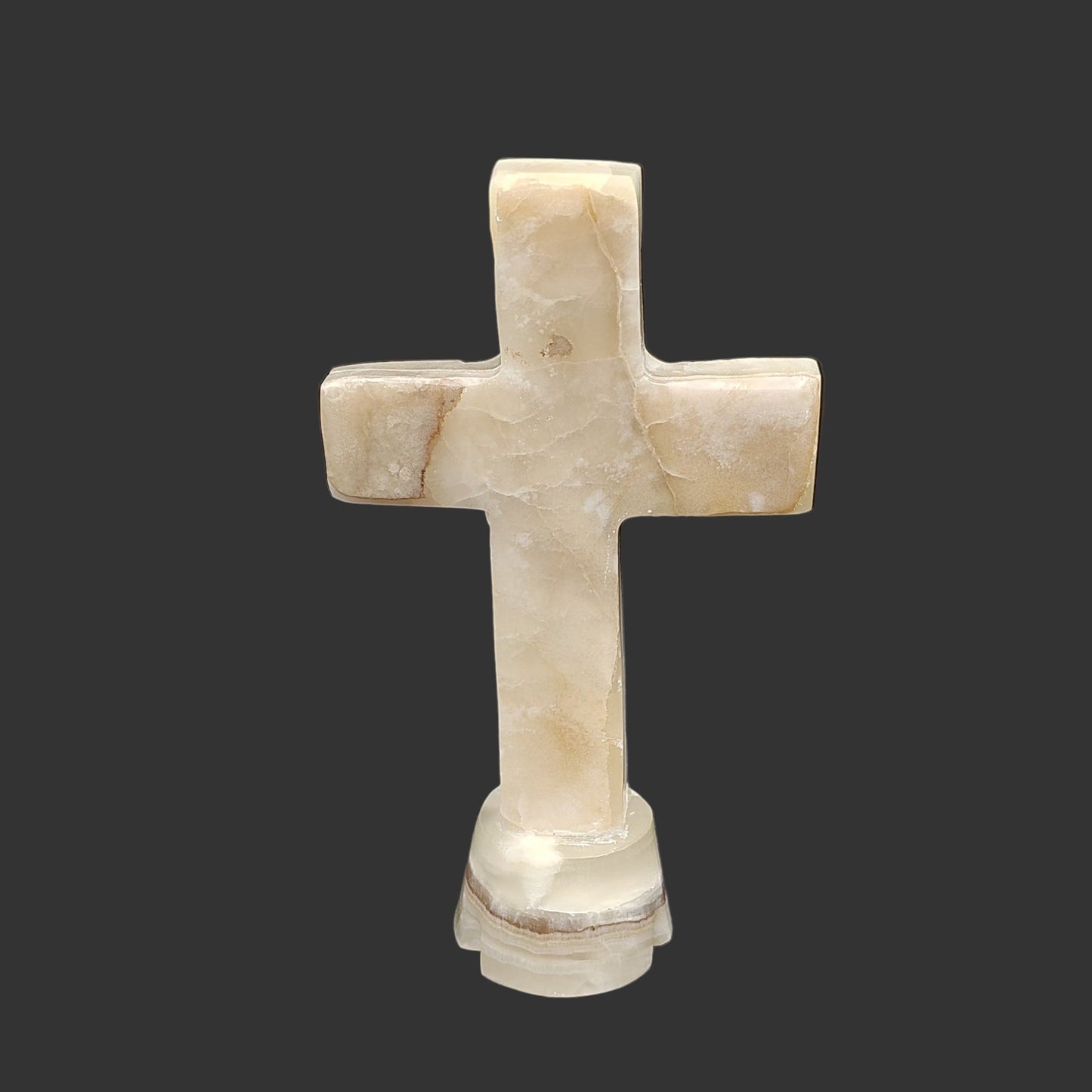 This is the front side of this cream-colored Onyx cross.