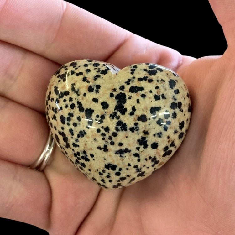 Dalmation Jasper Carved Heart Stone